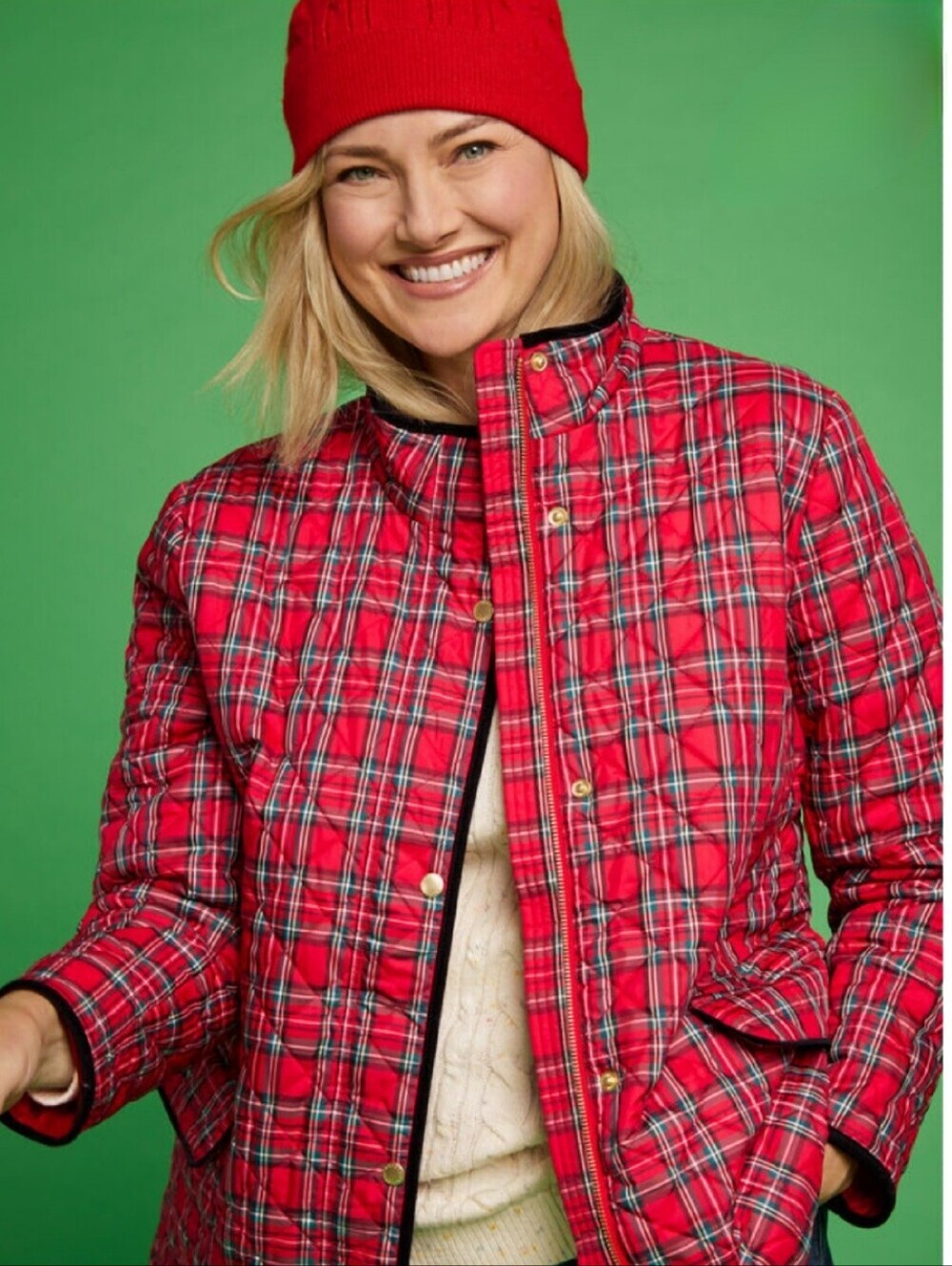 Talbots Apple Cider Plaid Quilted Jacket XS Red Tartan Snap Zip Front - Picture 11 of 11